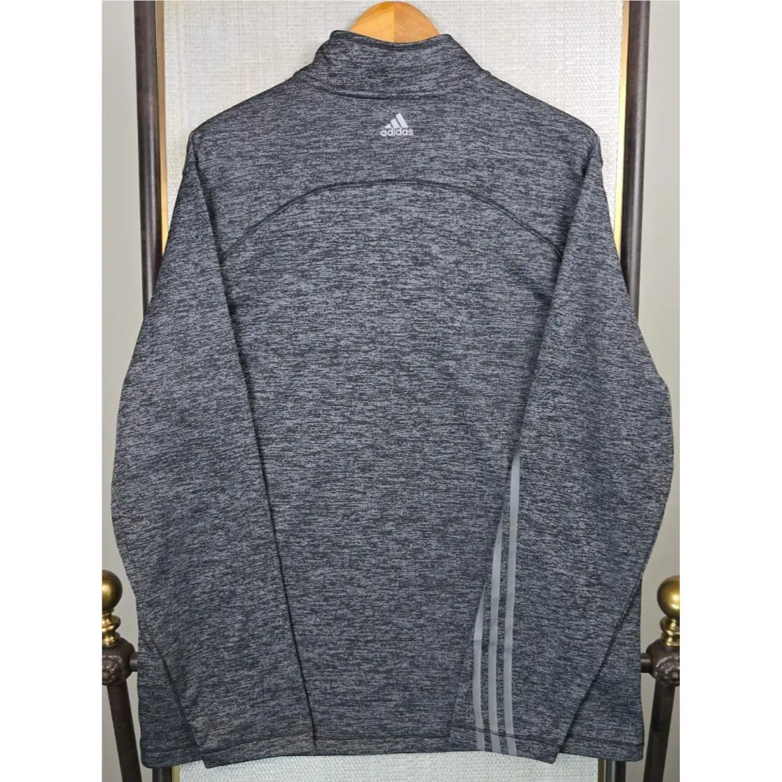 Adidas clothing - wind water golf casual trefoil jacket windbreaker pullover performance 1/4 quarter zip clima lite men`s size long sleeves sweatshirt performance windshirt gray space dye heather - Gray 5