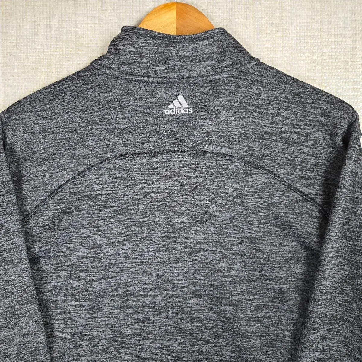 Adidas clothing - wind water golf casual trefoil jacket windbreaker pullover performance 1/4 quarter zip clima lite men`s size long sleeves sweatshirt performance windshirt gray space dye heather - Gray 6