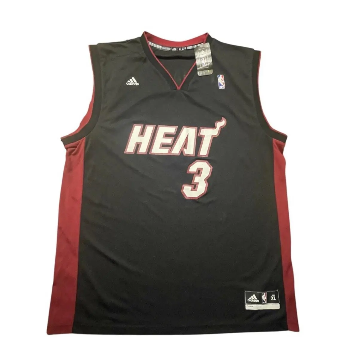 Jersey Mens XL Black Miami Heat Dwayne Wade 3 Deadstock by Adidas