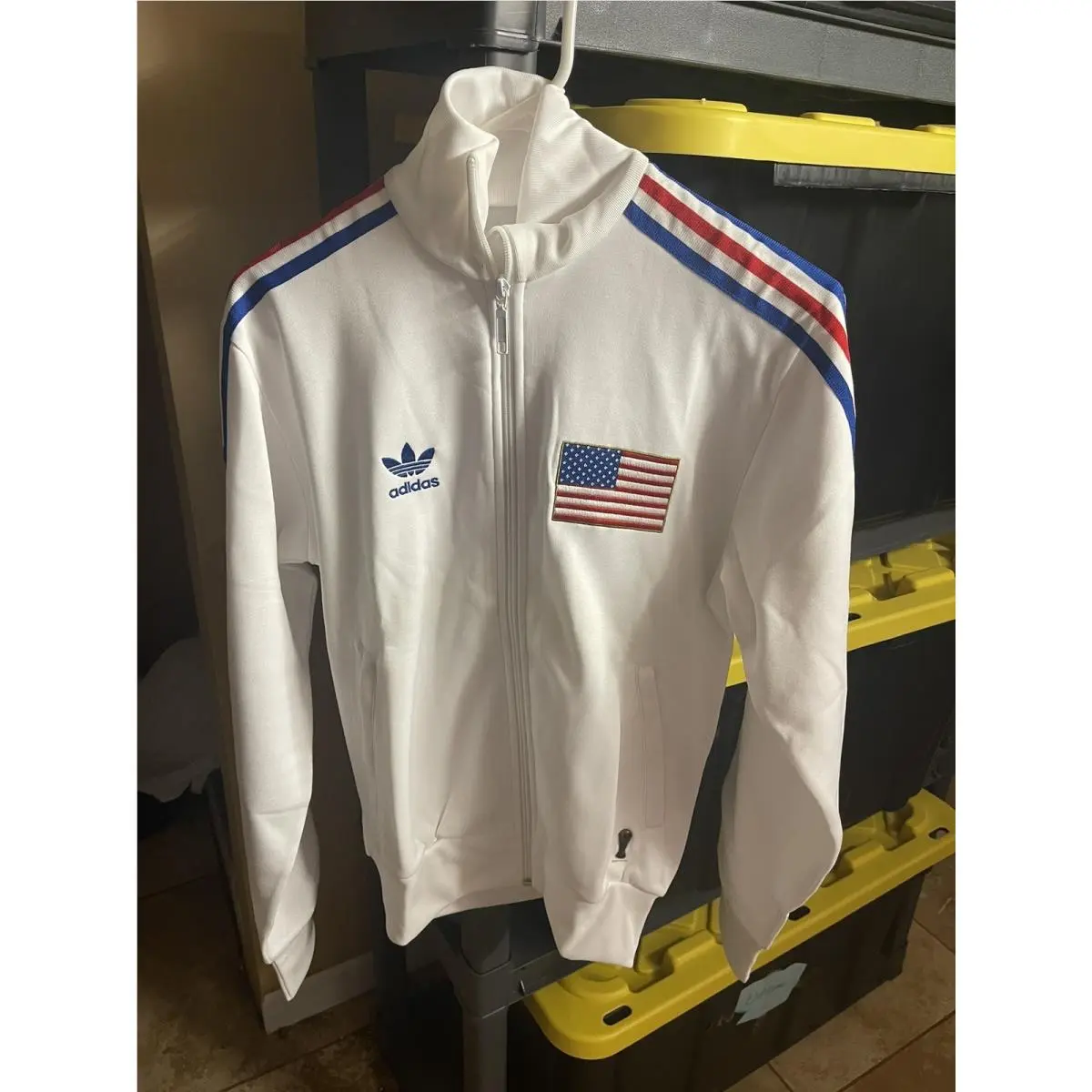 Adidas Track Jacket Fifa World Cup Usa White Y2K Classic Rare XS
