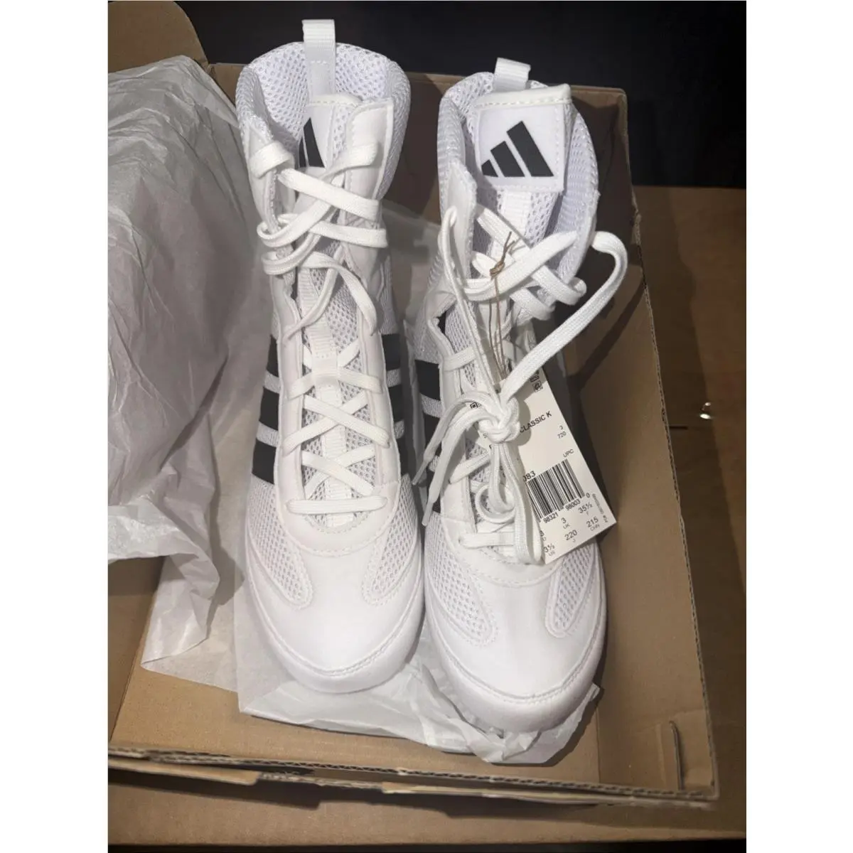Adidas Box Hog 2.0 Boots Cloud White Core Black JS2083 Men`s Boxing Shoes Sz 3.5
