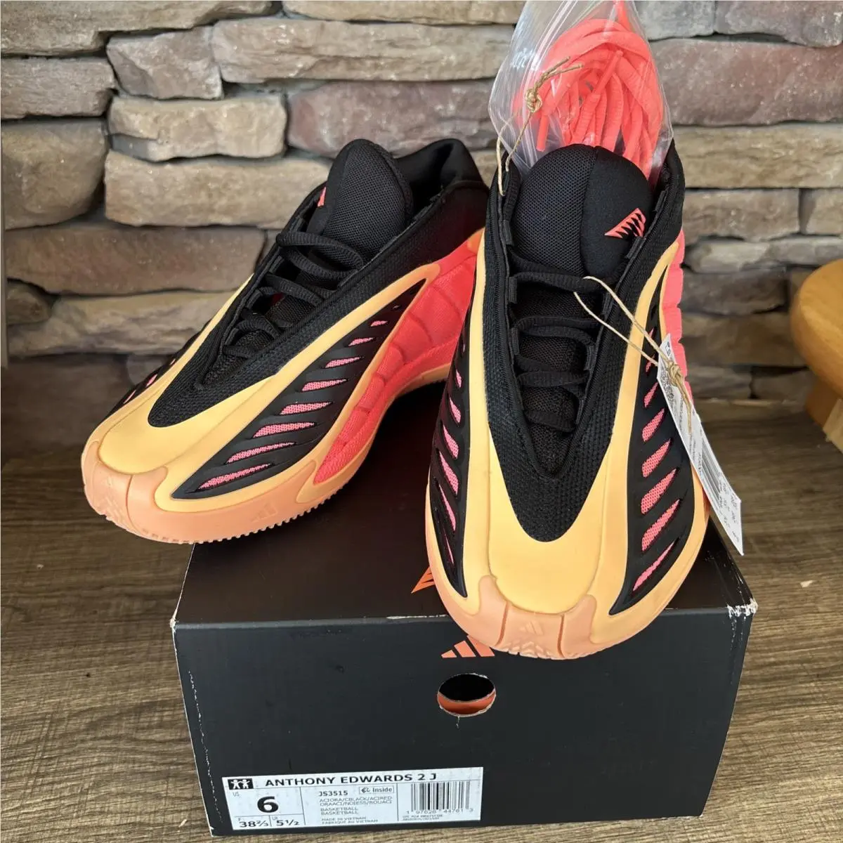 Adidas Big Kids Anthony Edwards 2 J_acid Orange/core BLACK-JS3515-SIZE 6