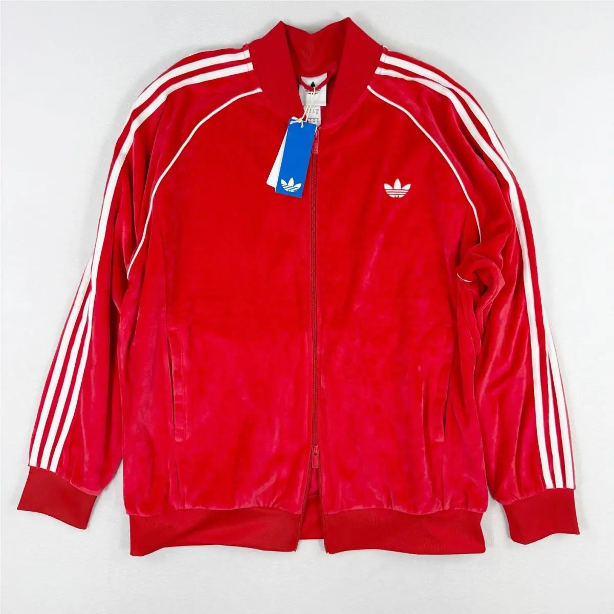 Adidas Sst Track Top Velour Size 2XL Mens Red/white JX1560