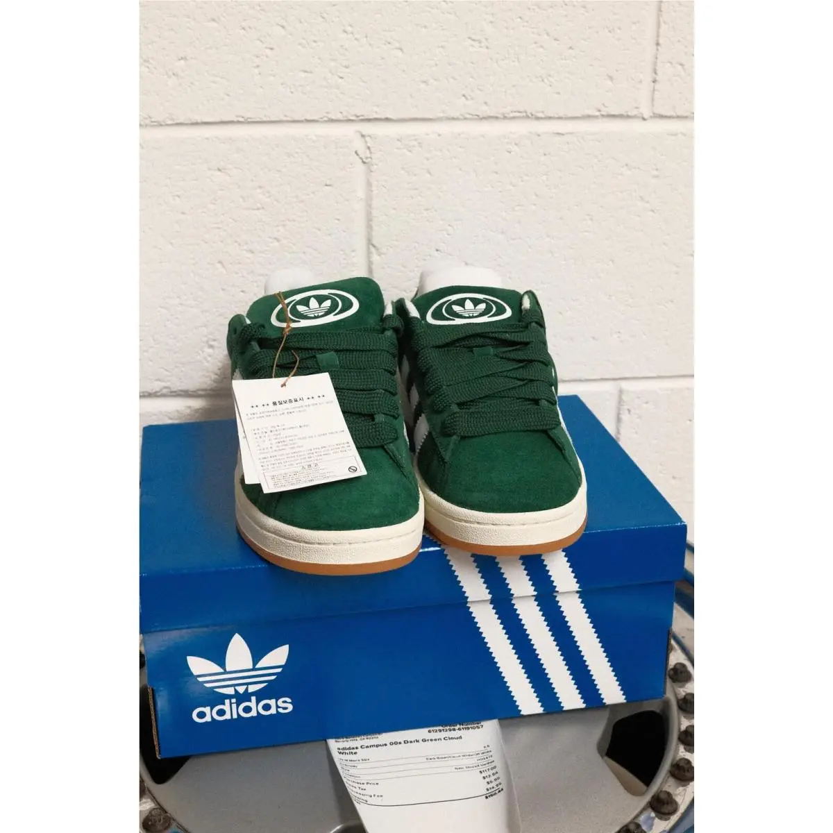 Adidas Campus 00s Dark Green Cloud White Gum Sole Sneakers