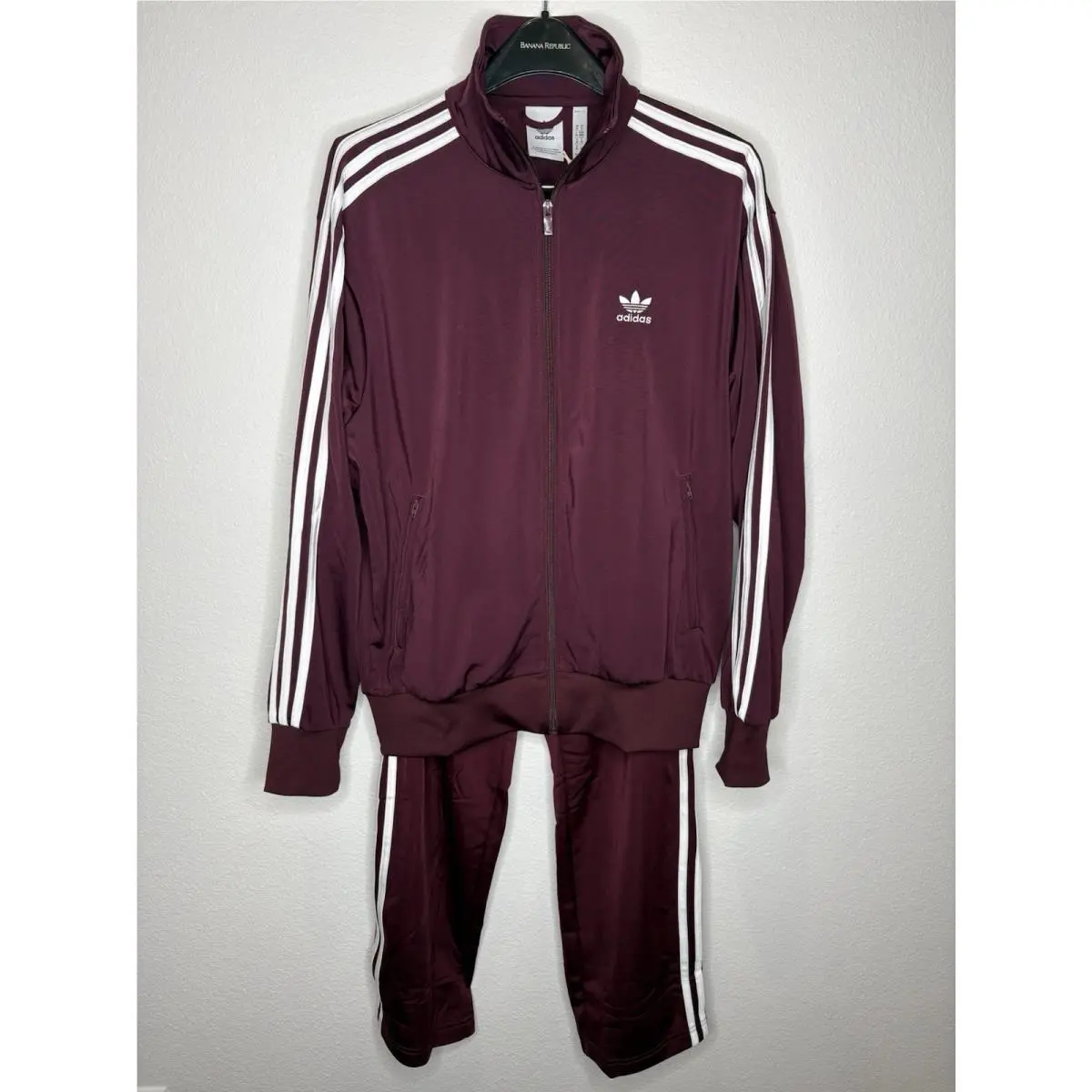 Originals Mens Maroon 2-Pc Set Firebird Track Jacket Pant Sz Medium by Adidas