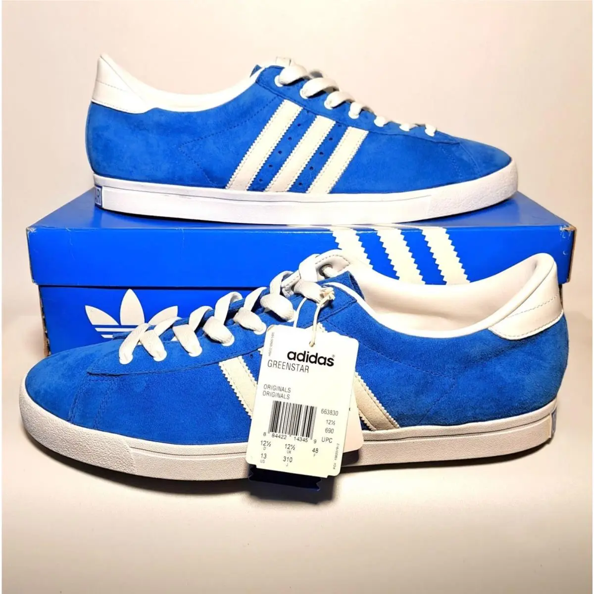 Adidas Originals Men`s Size 13 Green Star Sneaker Blue/white Deadstock