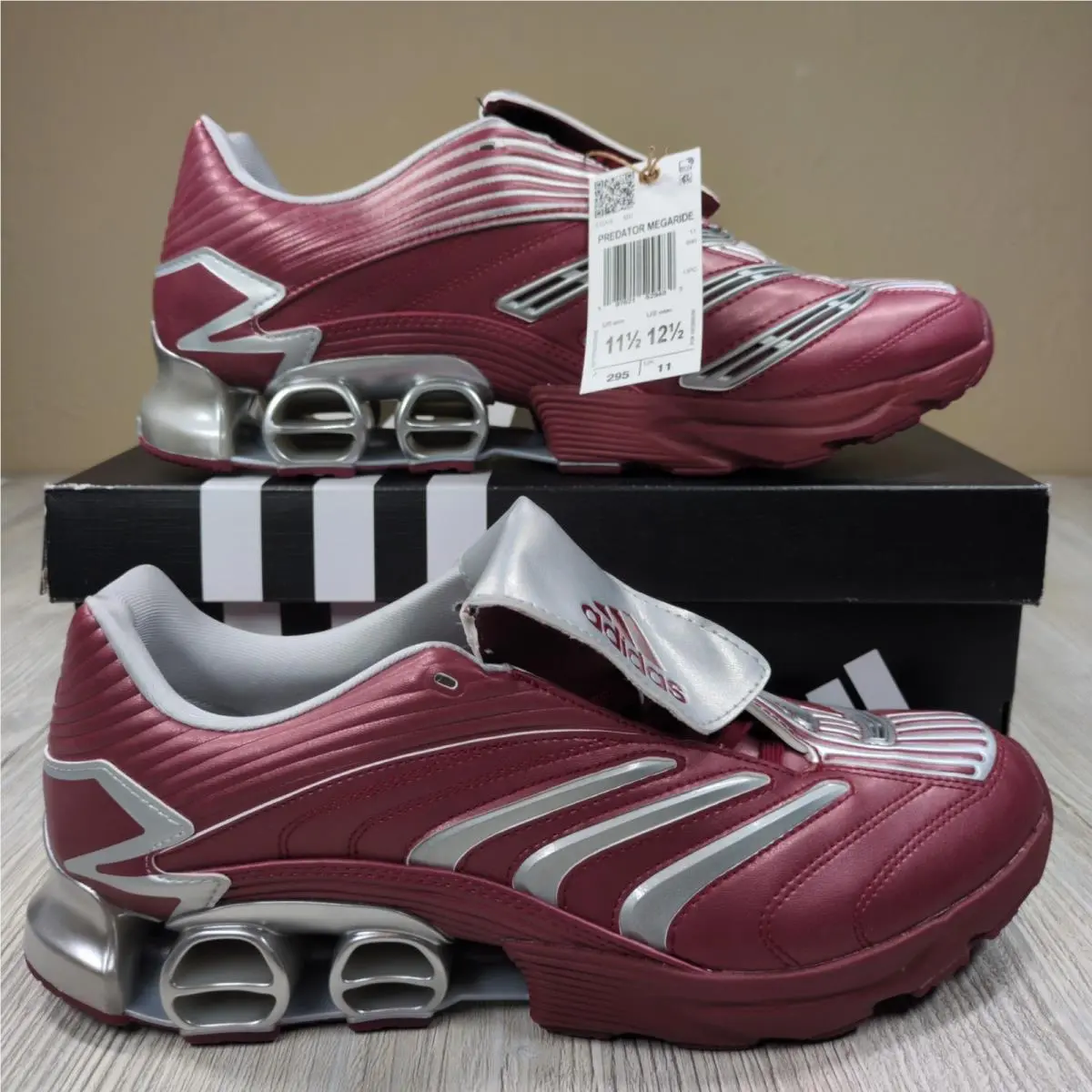 Adidas Predator Megaride Burgundy Silver Mens Size 11.5 JS1554