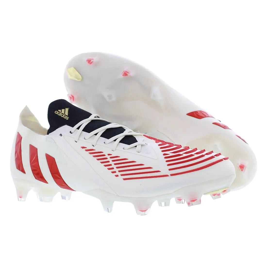 Adidas Predator Edge.1 Low Firm Ground Unisex Shoes Size 12 Color: Off - Off White/Vivid Red/Gold Metallic, Main: Off-White