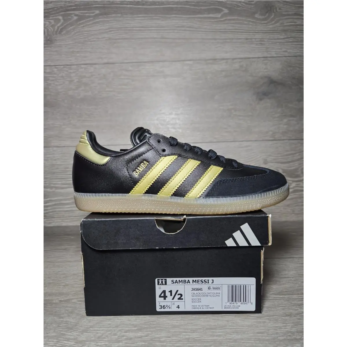 Adidas Samba Black Gold Messi JH5641 GS Size 4.5 Youth / 5.5 Women