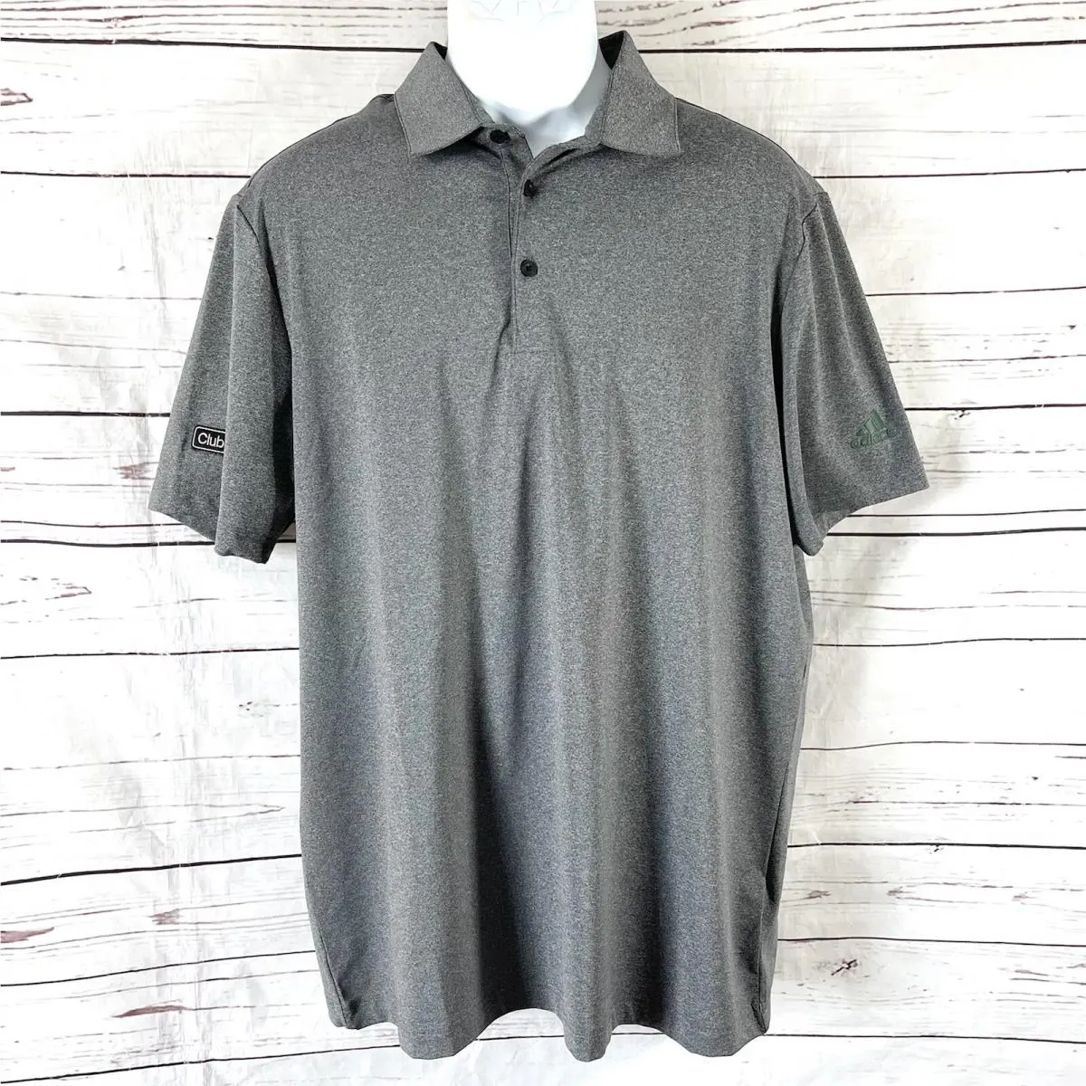 Adidas Polo Shirt Men’s Large Gray Golf Ultimate 365 Club Car Embroidered Logo