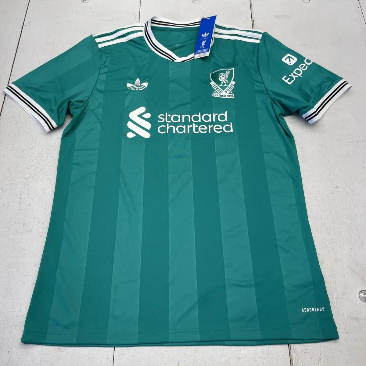 Liverpool FC Jersey Mens Medium Green Premier League Soccer Third Adidas