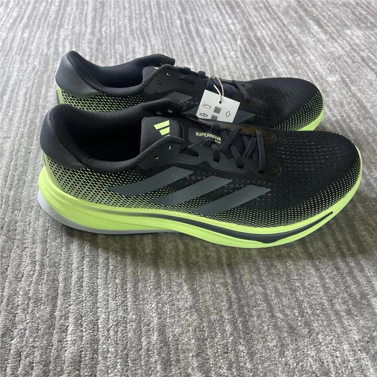Adidas Supernova Rise M Shoes Men’s 12 Black Green Running Cushion Lightweight