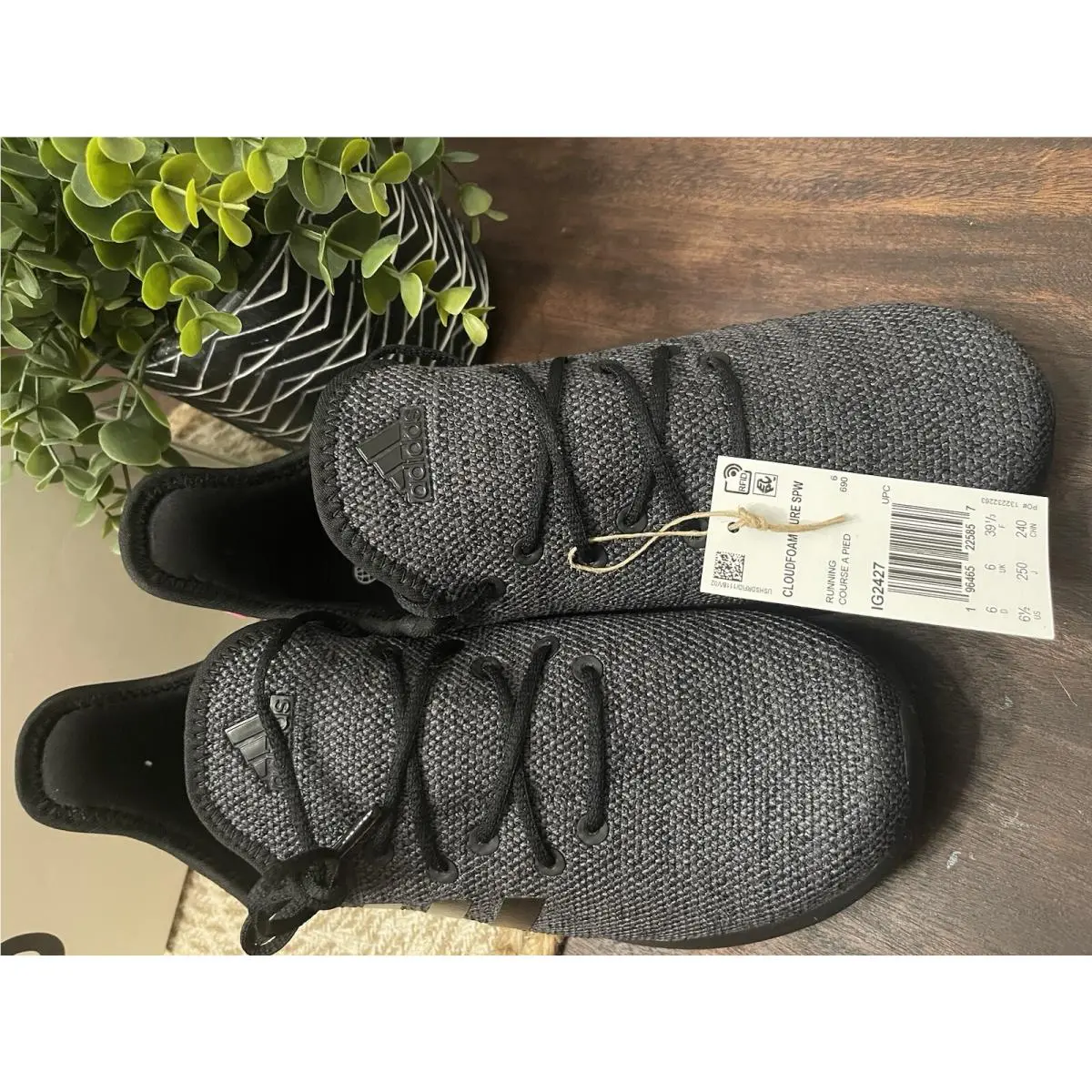 Adidas Cloudfoam Pure Spw Kids Shoes IG2427 in Black Size 6 1/2 Unisex