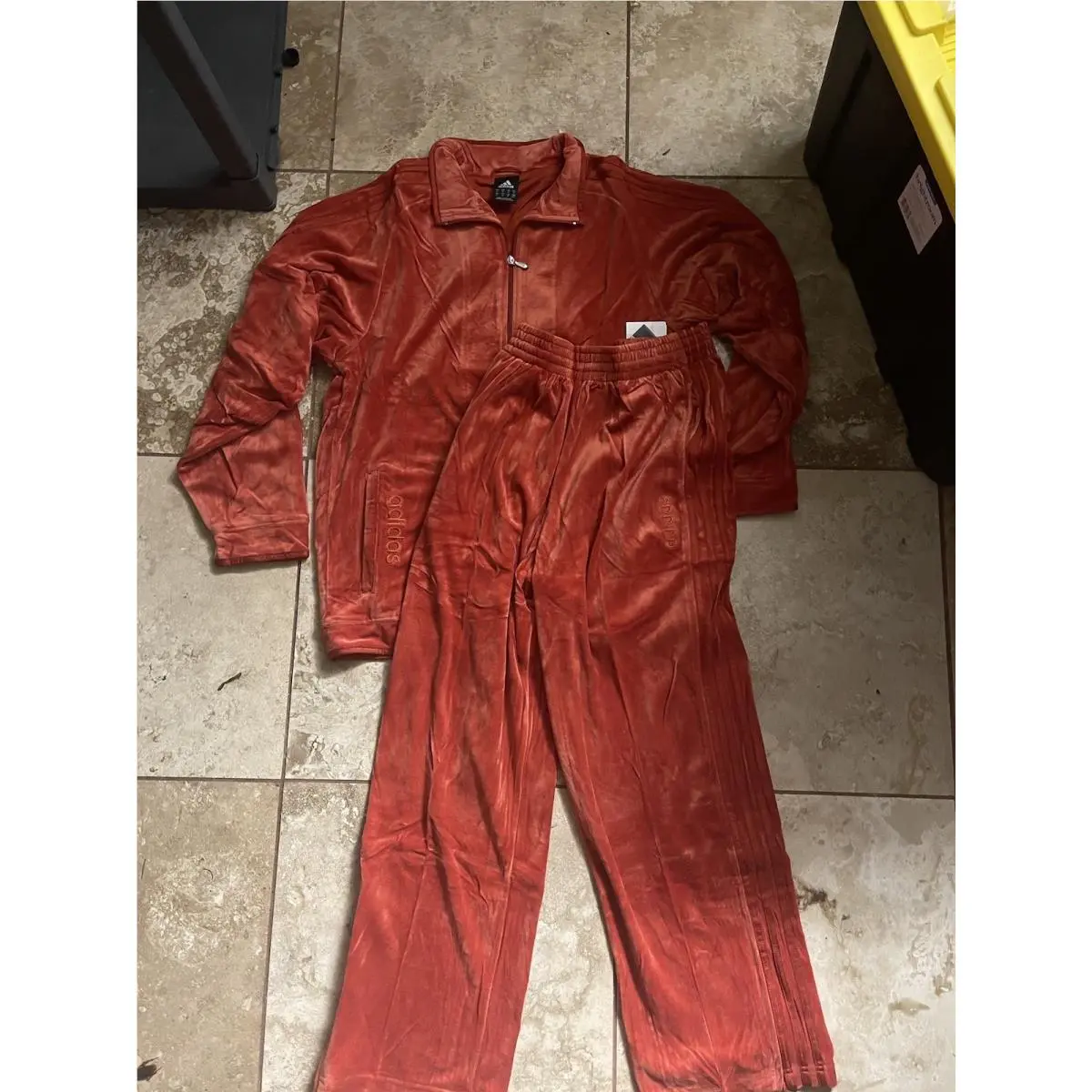 Adidas Velour Tracksuit Set Orange Size M y2k