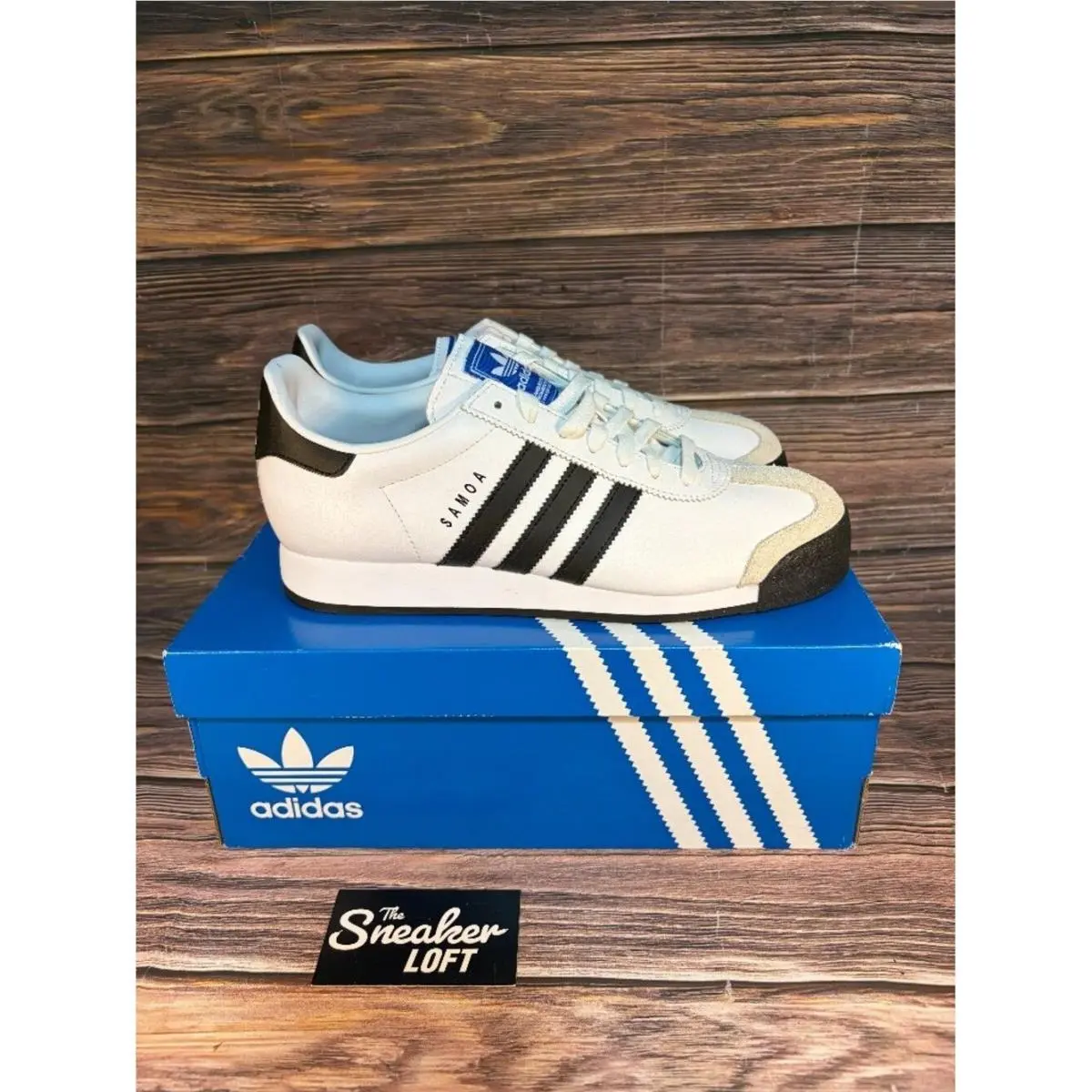 Adidas Samoa Men`s White Leather Casual Lace Up Shoes Size 9.5