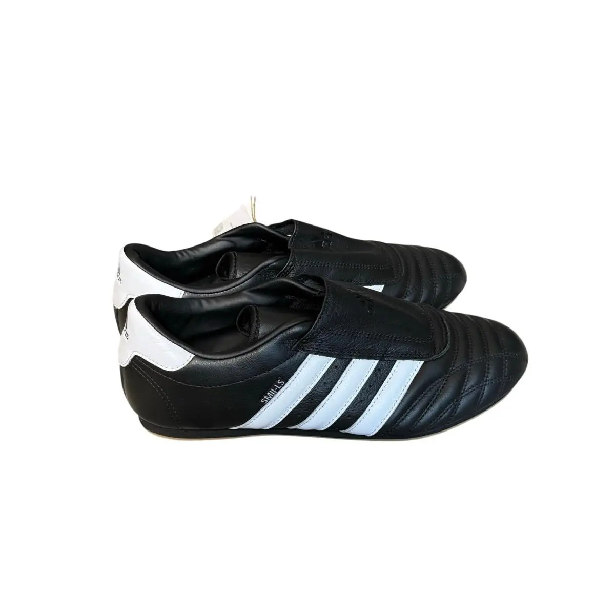 Adidas Taekwondo Lifestyle Sneakers Black White Leather Slip-on Shoes 9.5