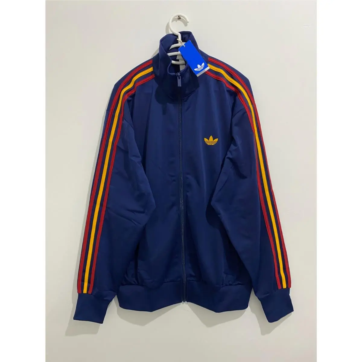 Adidas Originals Firebird Track Jacket Dark Blue Crew Yellow Power Red Size XL