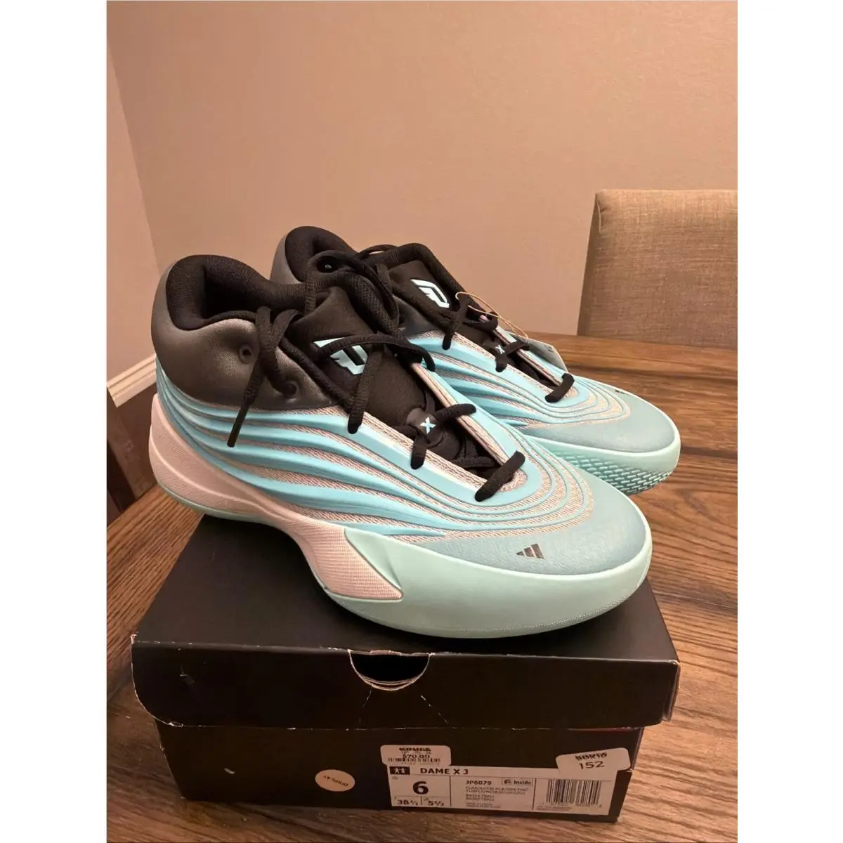 Adidas Dame X J GS 6Y Aqua Gray Basketball Shoes Kids JP6079 …R15
