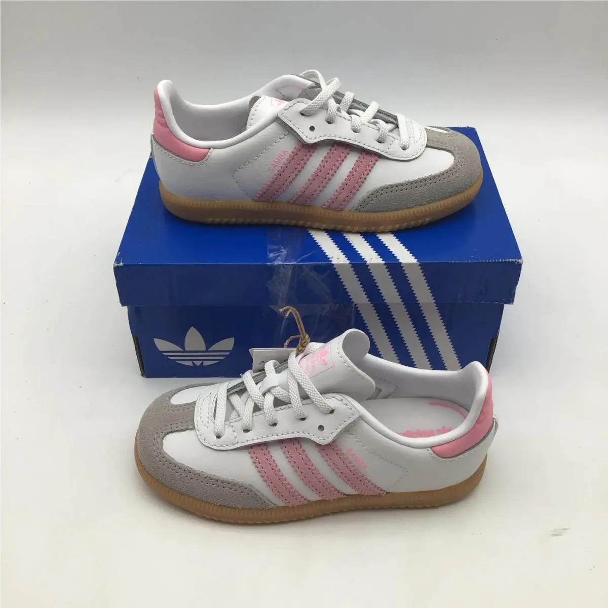 Adidas Samba OG CF EL I Kids Toddler Sneakers White Pink Gum JQ2028 Size 10K