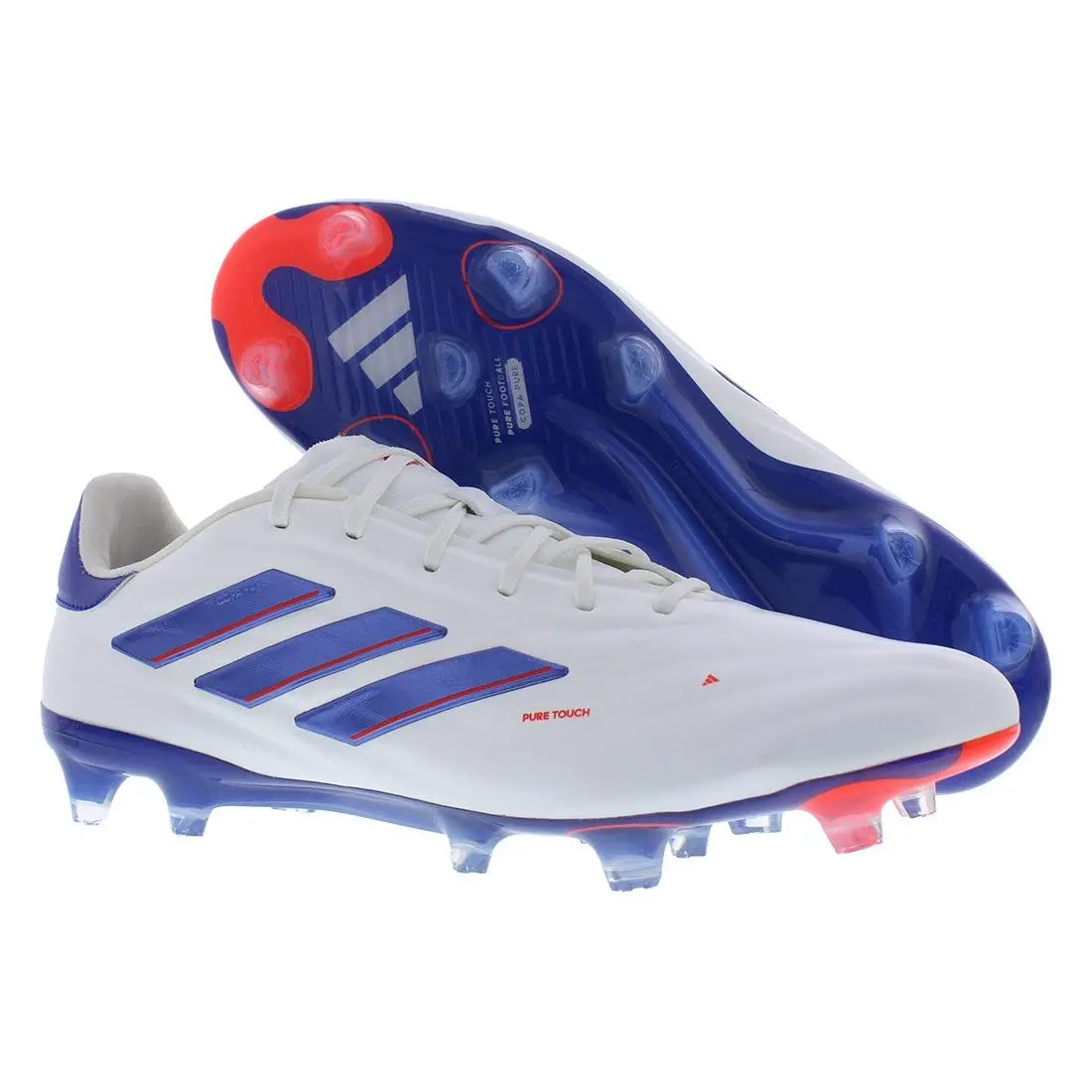 Adidas Copa Pure 2 Elite Firm Ground Unisex Shoes Size 7.5 Color: Footwear - Footwear White/Lucid Blue/Solar Red, Main: White