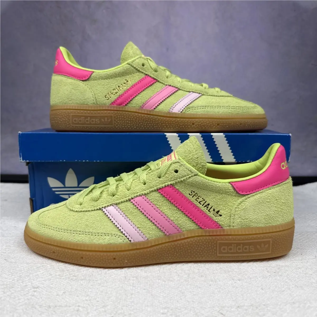 Adidas Handball Spezial W Women`s Sneakers Light Green Pink Suede Low Top JP8752