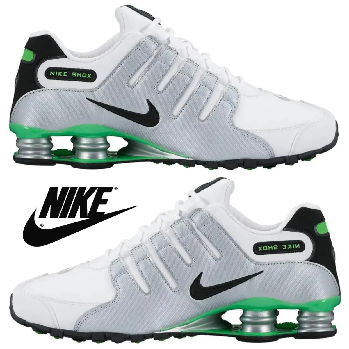 Nike shoes - Nike Shox - Shox - White, Maufacturer: White/Blk/Mtllc Slvr/Grn Pulse 23