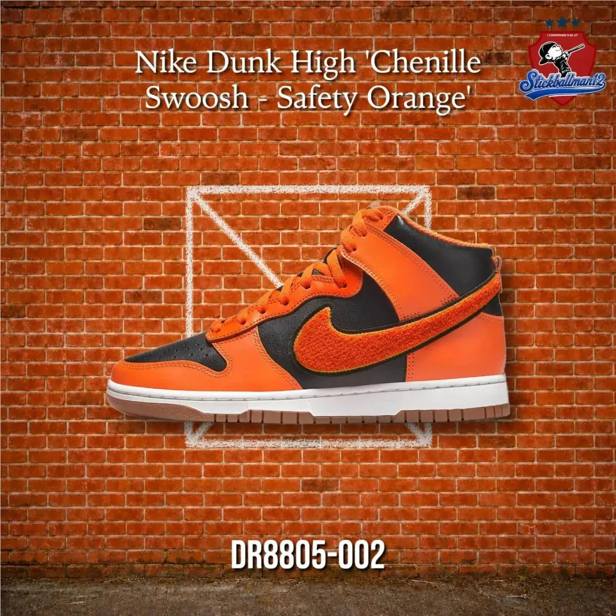 Nike Dunk High Retro Chenille Swoosh Safety Orange DR8805-002 - Multicolor