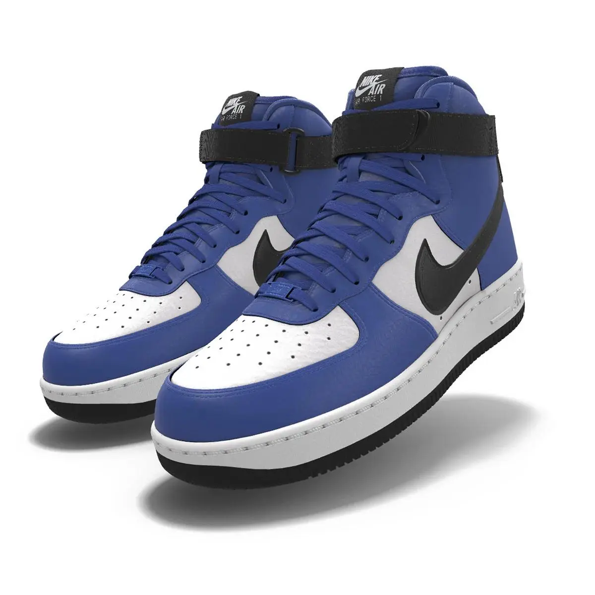 250 Mens Nike Air Force 1 High Royal Blue Black White Custom BB Shoes