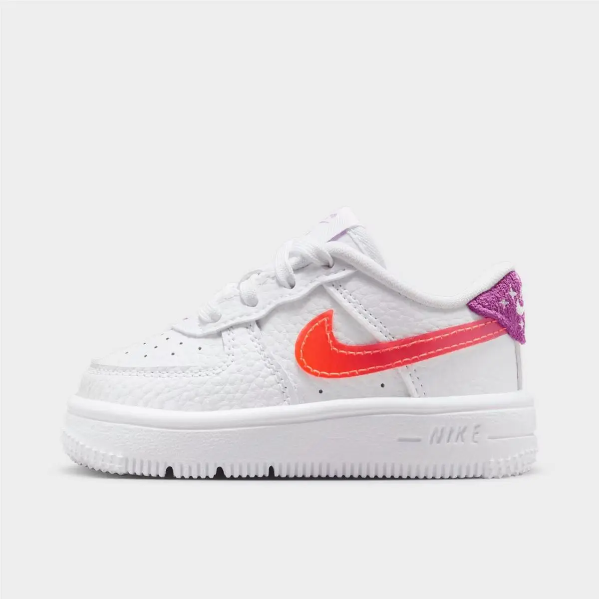 Kids` Toddler Nike Force 1 Low White/turf Orange/bright Violet IR5465 100