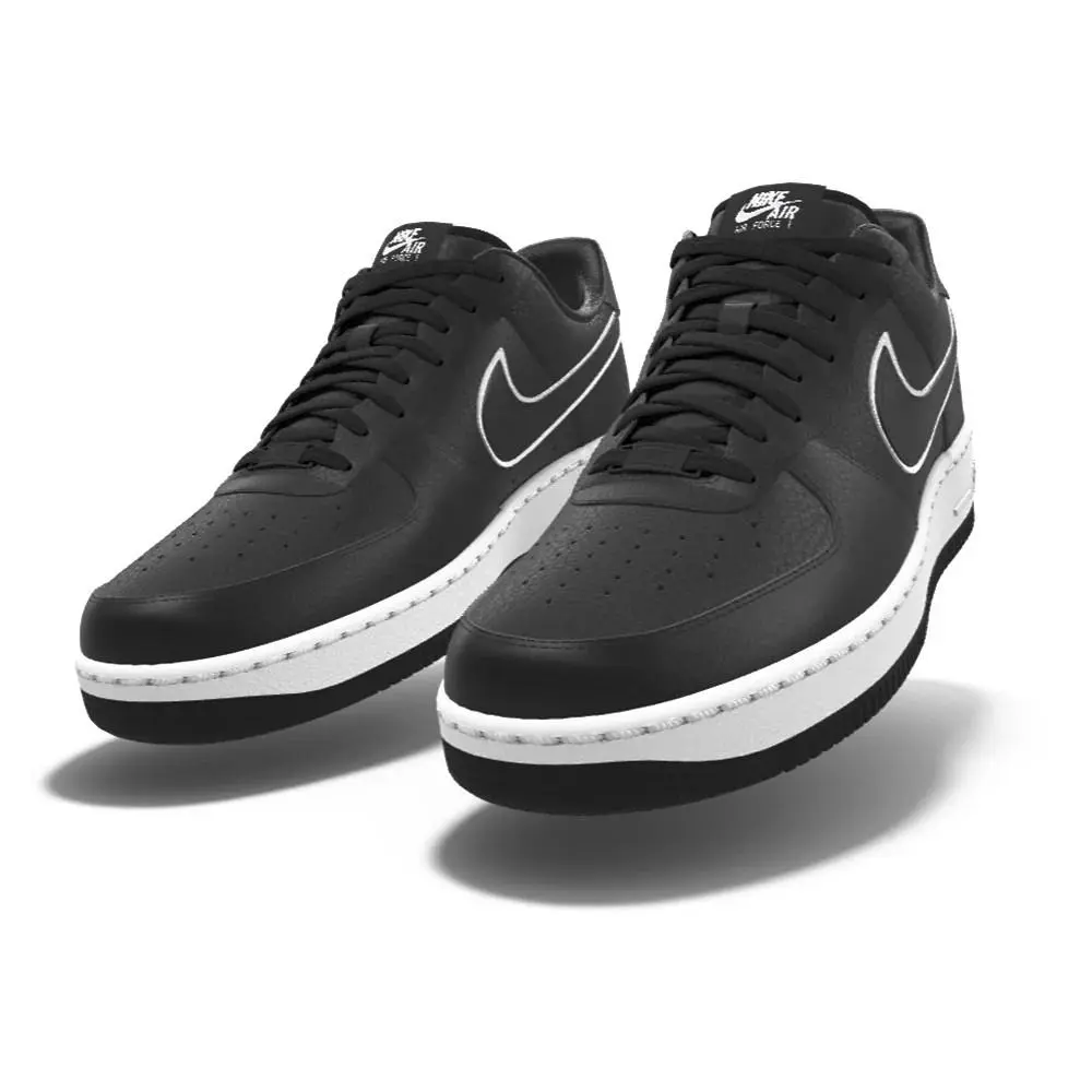 195 Mens Nike Air Force 1 Low Black White Custom Athletic Shoes