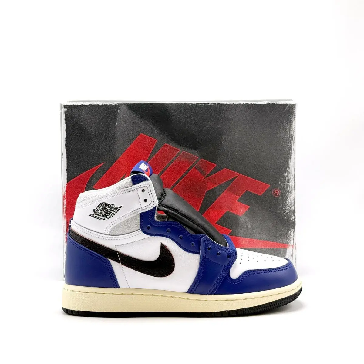 Big Kids` Nike Air Jordan 1 High OG `rare Air` White Blue FD1437 100