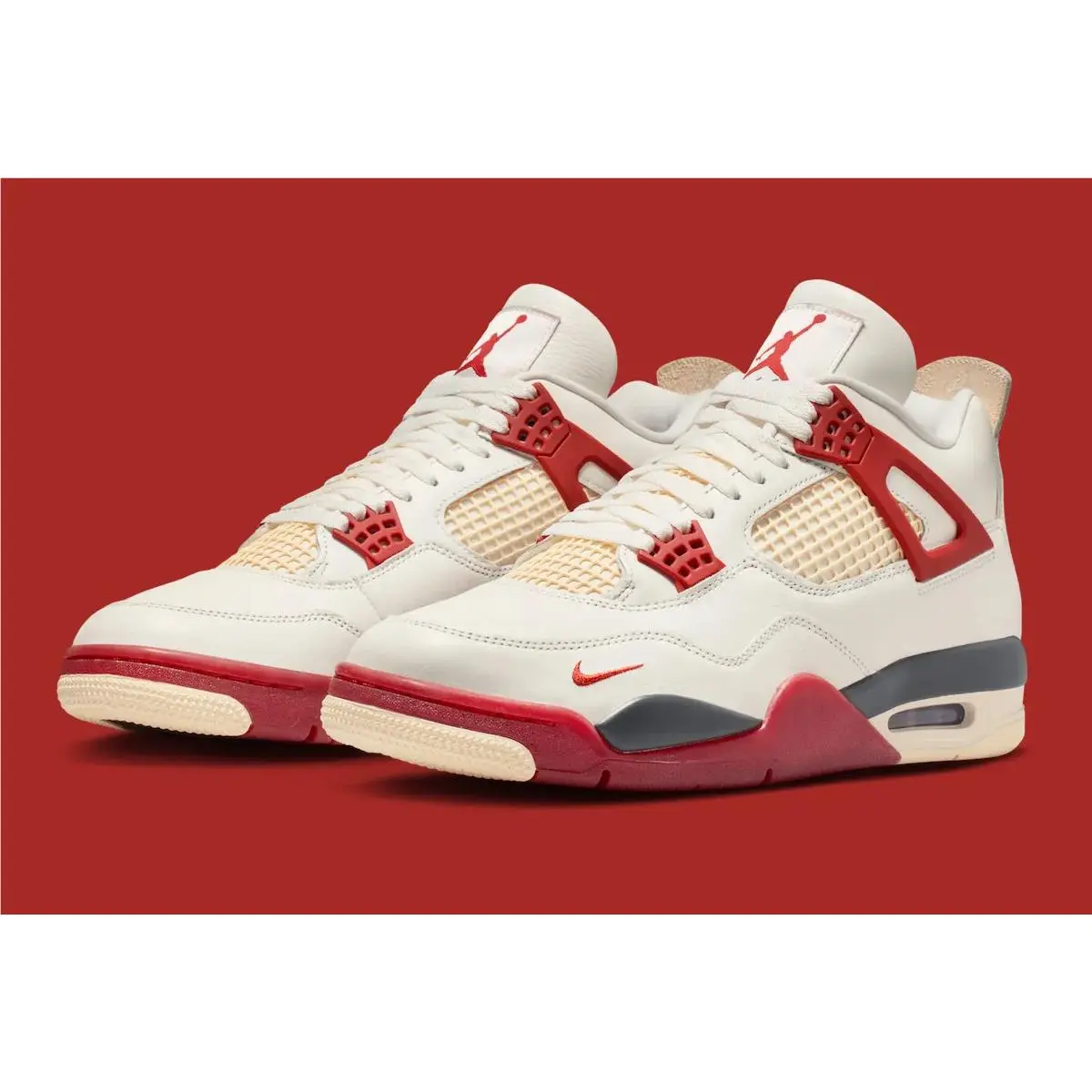 Nike Air Jordan 4 Retro OG Nigel Men`s White Red Sports Sneaker IQ8055-100