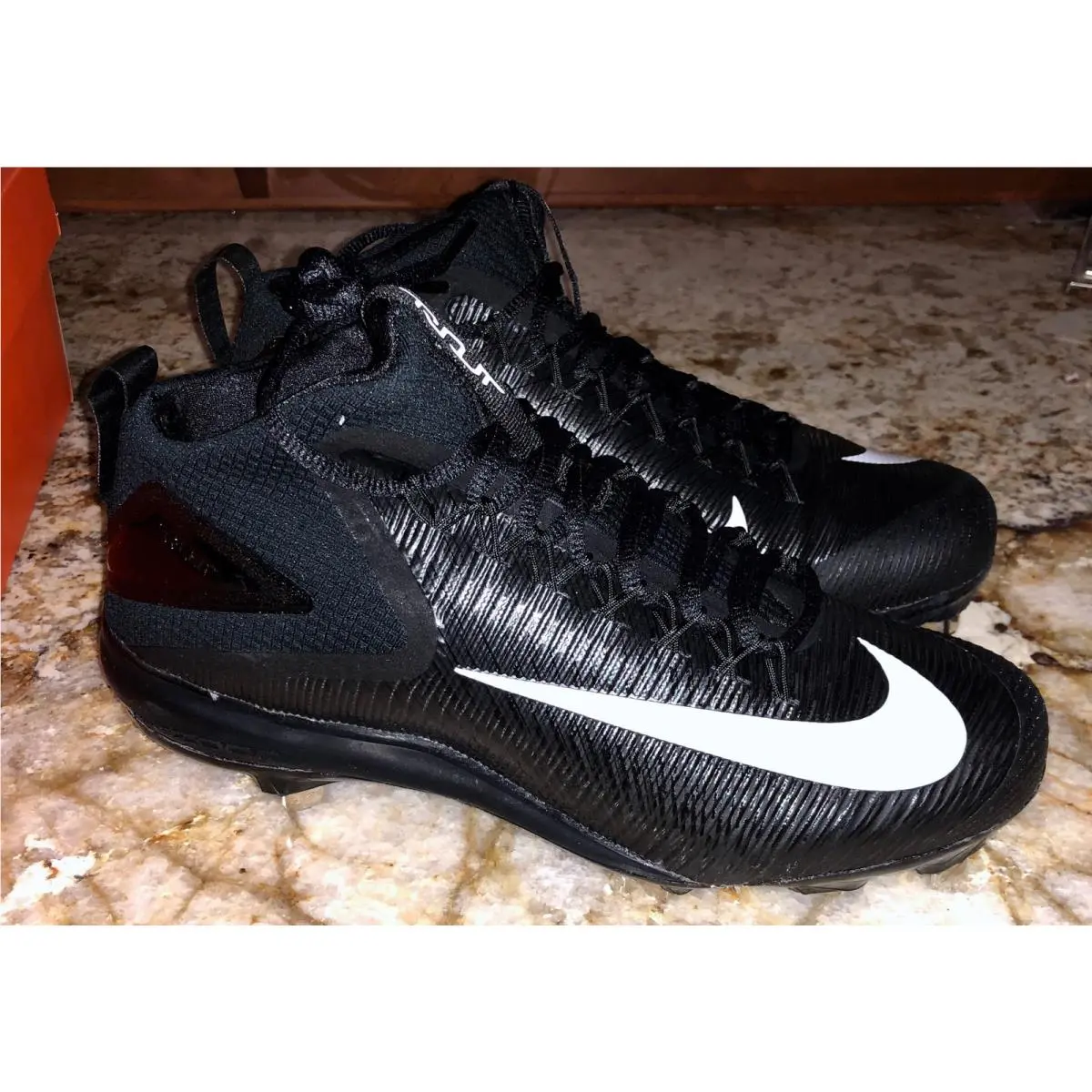 Nike Force Trout 3 Black White Baseball Metal Spikes Cleats Mens Sz 8.5 9.5