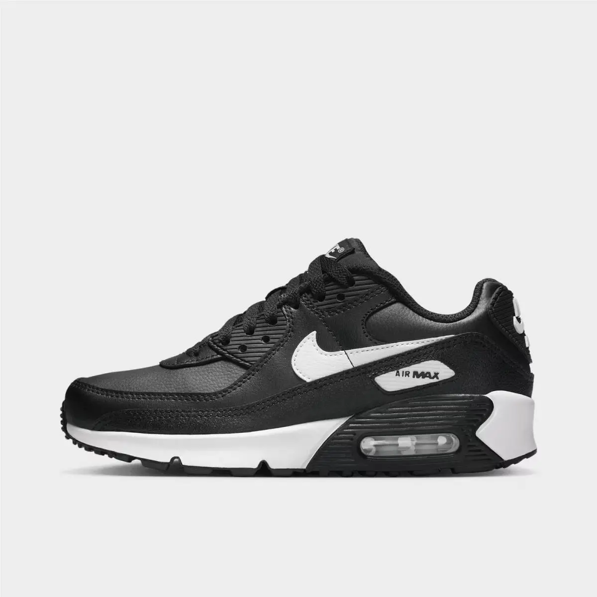 Grade-school Nike Air Max 90 Casual Shoes Black/black/white CD6864 029
