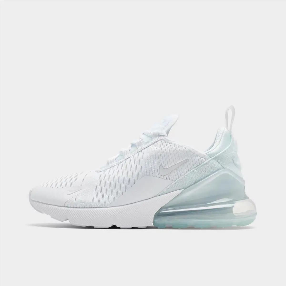Big Kids` Nike Air Max 270 Casual Shoes White/white/metallic Silver 943345 103