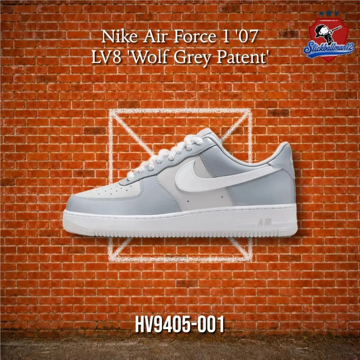 Nike Air Force 1 Low `07 LV8 `wolf Grey Patent` HV9405-001 - Multicolor