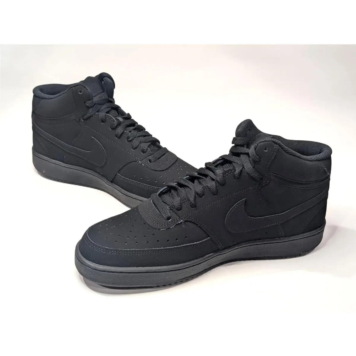 Nike Court Vision Triple Black Men`s Mid Top Sneakers - Size 11.5 CU6620-001