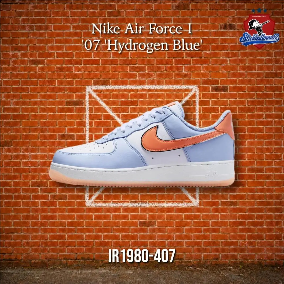 Nike Air Force 1 Low `07 Hydrogen Blue Orange Frost IR1980-407 - Multicolor