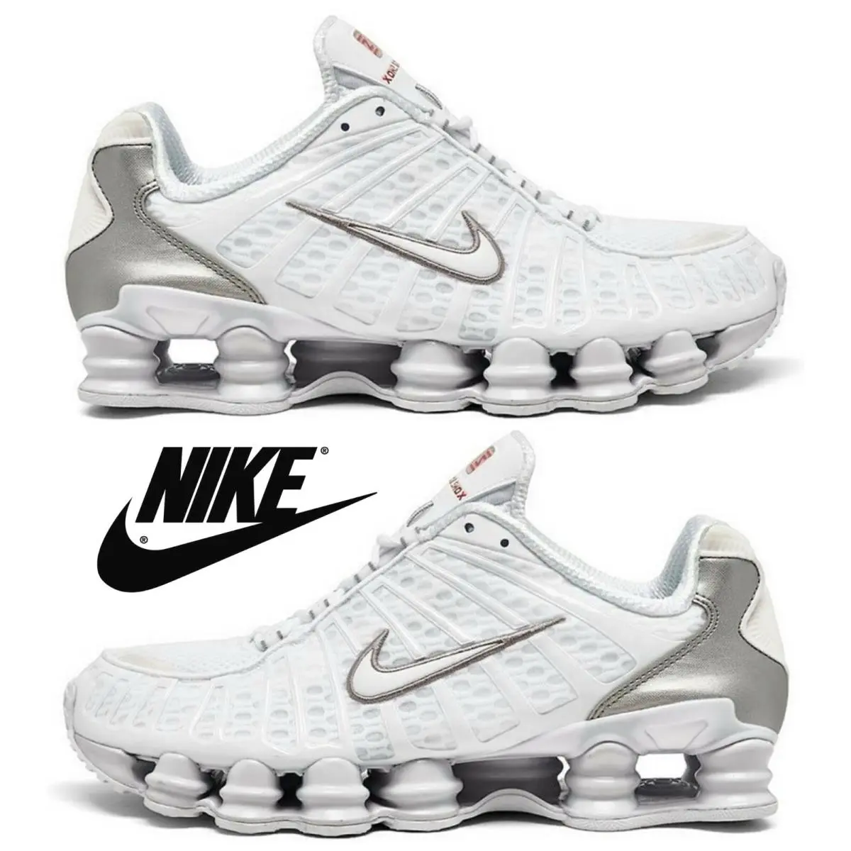 Nike Shox TL Men`s Sneakers Running Athletic Sport Shoes Casual Comfort White