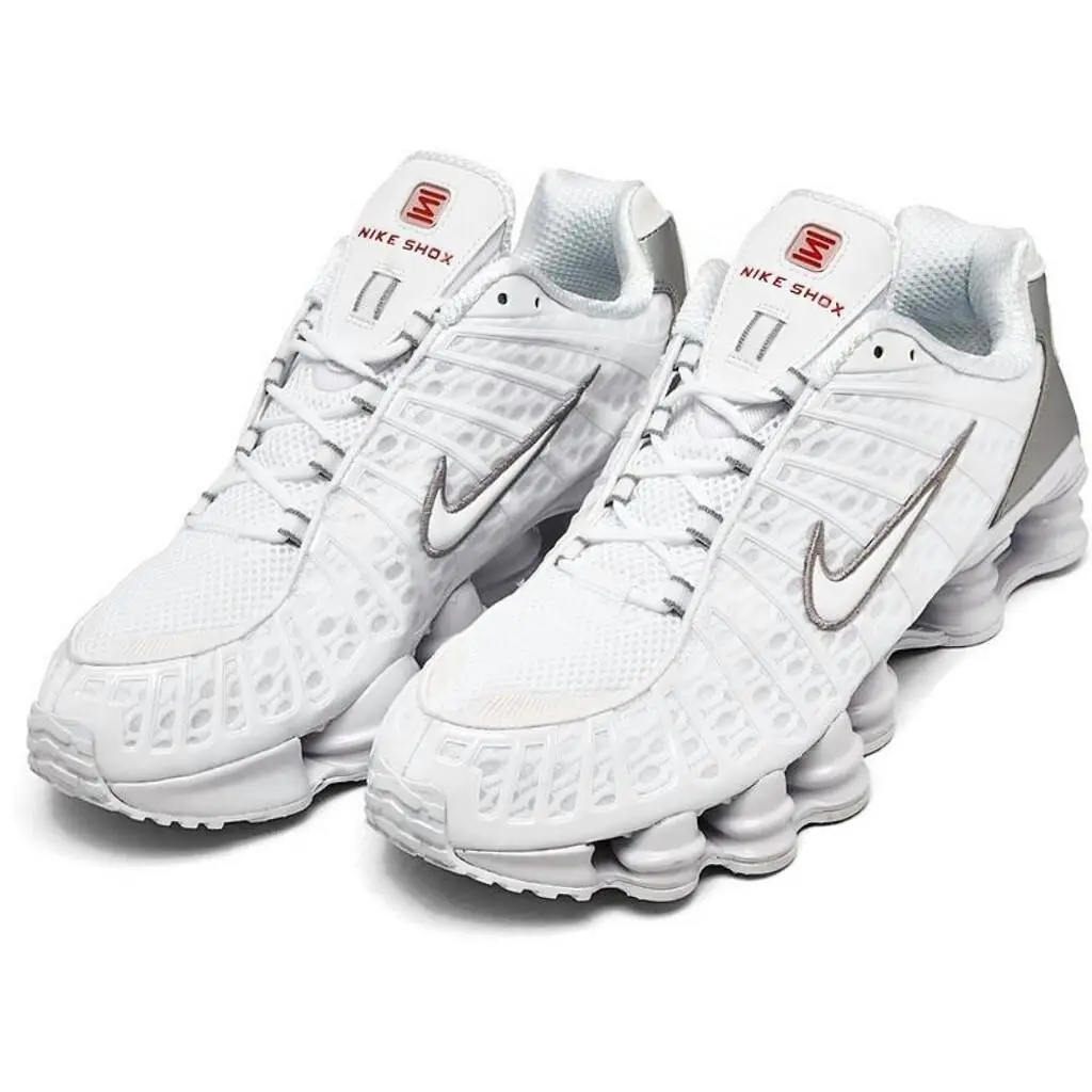 Nike shoes - Nike Shox - Shox - White, Maufacturer: White/Metallic Silver/Max Orange 28