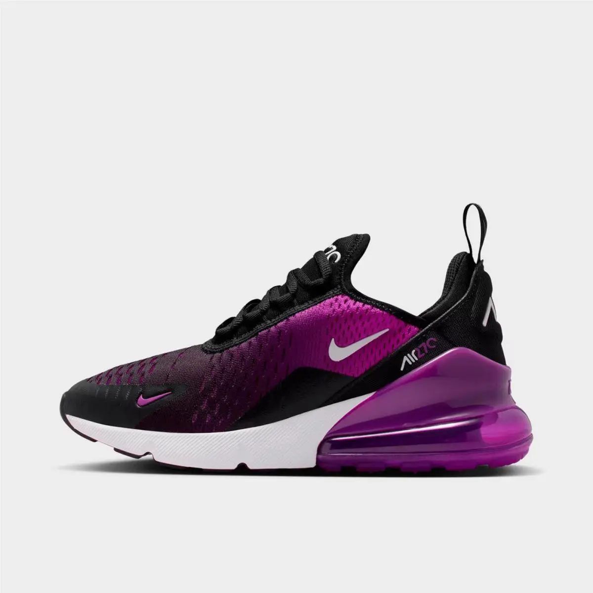 Big Kids` Nike Air Max 270 Casual Shoes Black/vivid Purple/white 943345 044