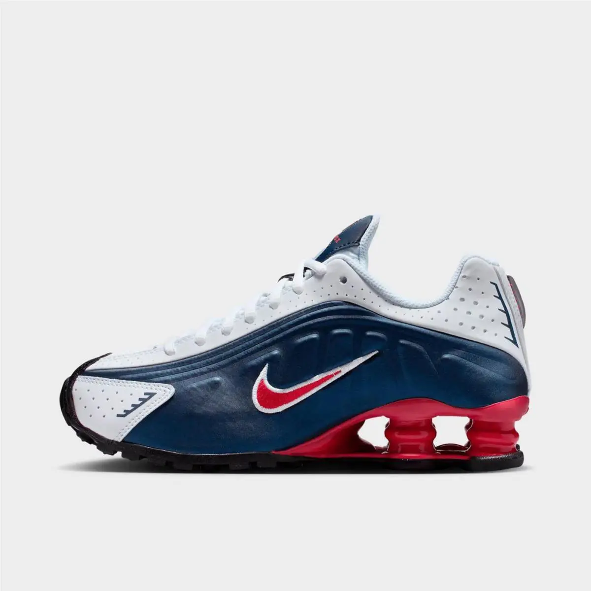 GS Nike Shox R4 Midnight Navy/white/metallic Silver/gym Red CW2626 400