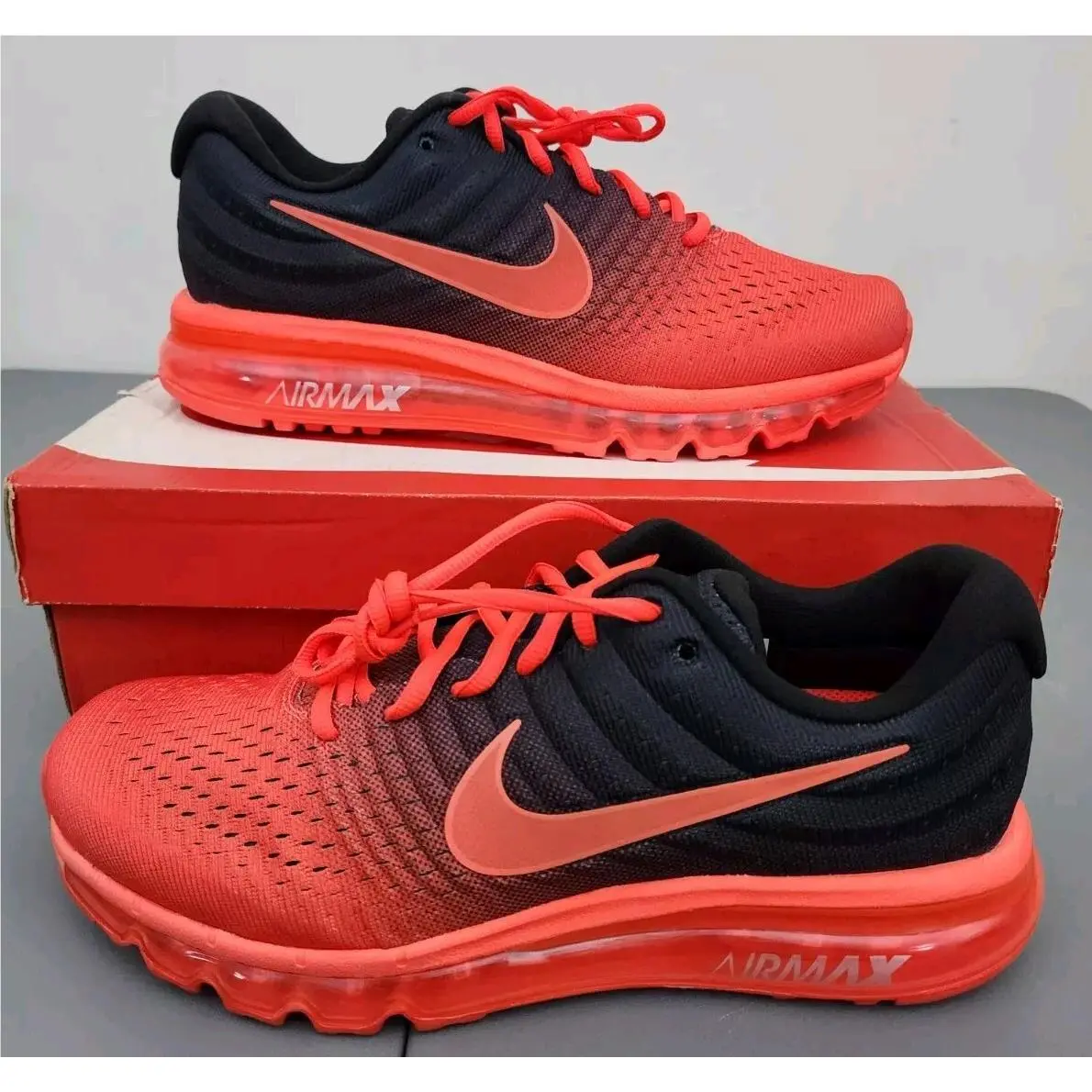 Nike Air Max 2017 Running Shoes Crimson Red Black 849559 600 Men`s Size 9