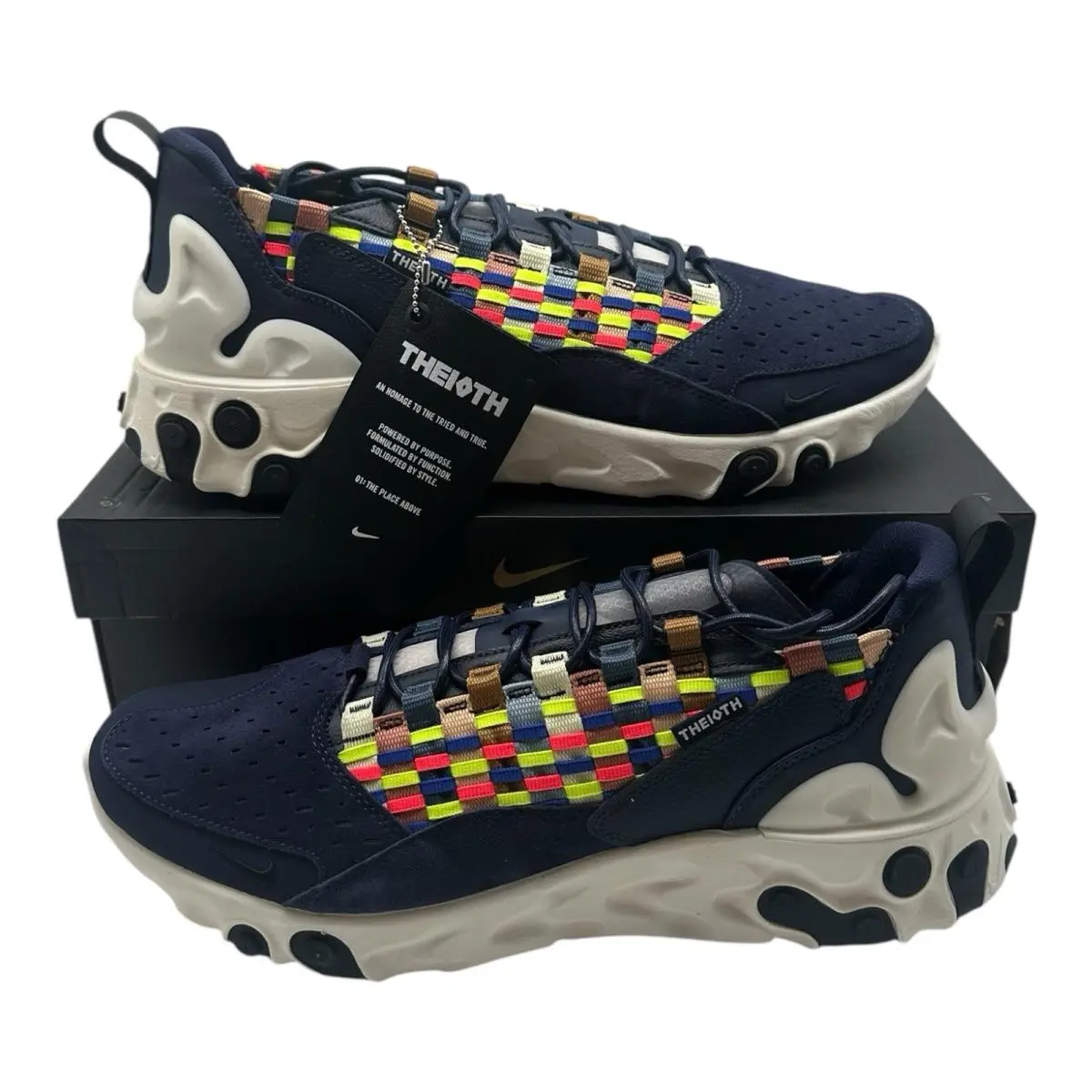 Nike React Sertu Shoes Mens 12 Blackened Blue Black Sail Sneakers AT5301-400