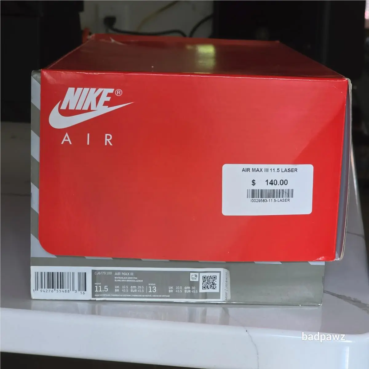 Nike shoes - Nike Air Max 90 - Air Max - CJ6779-100 - Blue, Manufacturer: White/Black/Grey Fog/Laser Blue (UPC: 0194276554883) 1