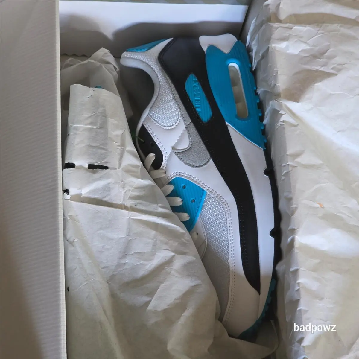Nike shoes - Nike Air Max 90 - Air Max - CJ6779-100 - Blue, Manufacturer: White/Black/Grey Fog/Laser Blue (UPC: 0194276554883) 5