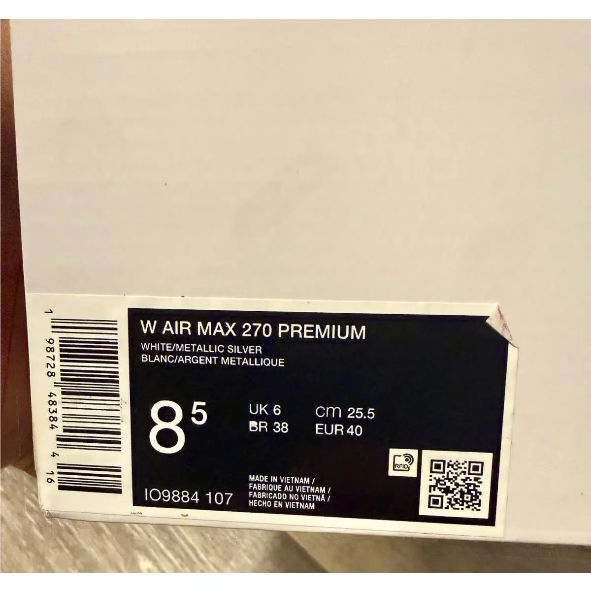 Nike shoes - Nike Air Max 270 Premium - IO9884-107 - White / Football Grey / Sapphire / Metallic Silver (UPC: 198728483844) 12