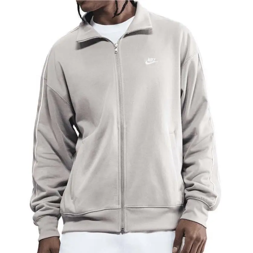 Nike Sportswear Club Fleece Track Jacket Sz Large HV1417-009 Grey W/white Piping