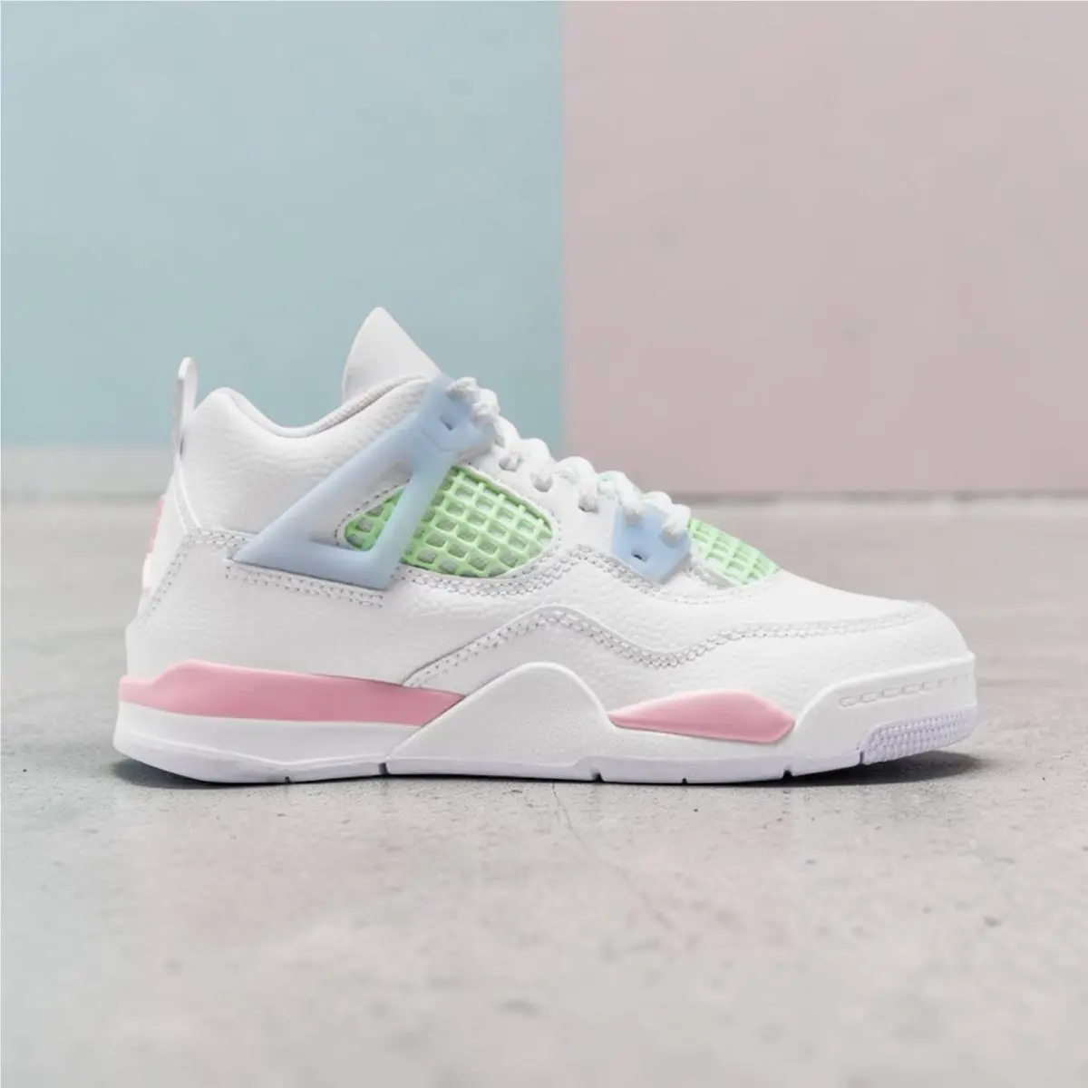 Nike shoes - Jordan 4 Retro - Retro - White/Medium Soft Pink/Half Blue-Vapor Green 1