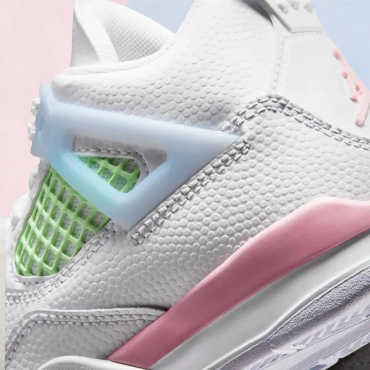 Nike shoes - Jordan 4 Retro - Retro - White/Medium Soft Pink/Half Blue-Vapor Green 3